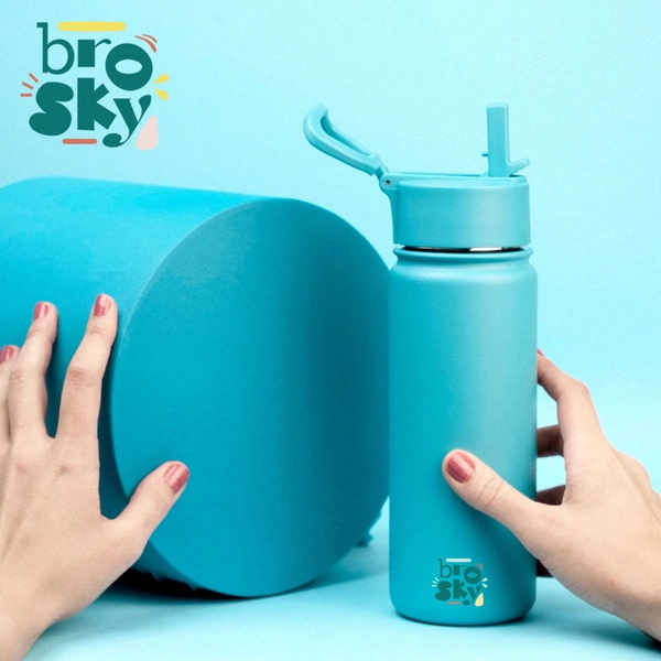 Brosky Basic Stalowa butelka na wodę w kolorze morskim 550ml