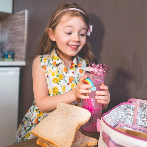 ION8 Niebieska butelka na wodę w pszczoły i kwiaty 350 ml