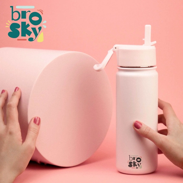 Brosky Basic Stalowa butelka na wodę w kolorze różowym 550ml