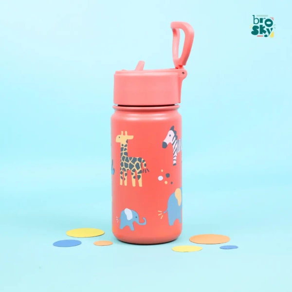 Brosky Kids Ceglasta butelka na wodę dla dzieci w motyw safari 450 ml