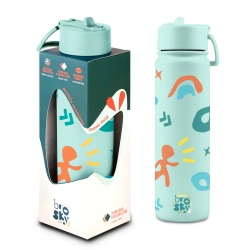 Brosky Pattern Stalowa butelka na wodę w kolorze miętowym 680ml