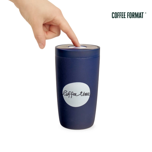 Coffee Format Niebieski kubek termiczny z napisem 350 ml