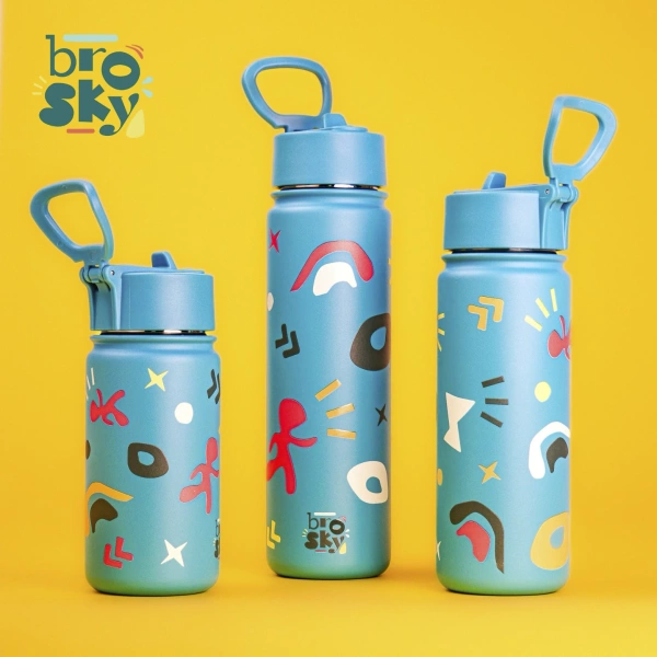 Brosky Pattern Stalowa butelka na wodę w kolorze morskim 450ml