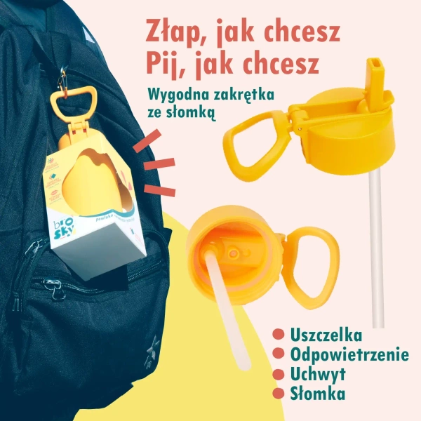Brosky Kids Ceglana butelka na wodę dla dzieci we flamingi 450ml