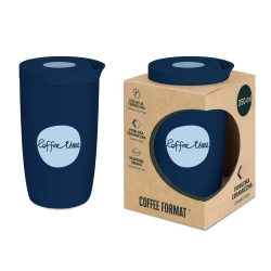 Coffee Format Niebieski kubek termiczny z napisem 350 ml
