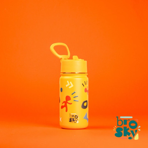 Brosky Pattern Stalowa butelka na wodę w kolorze żółtym 450ml