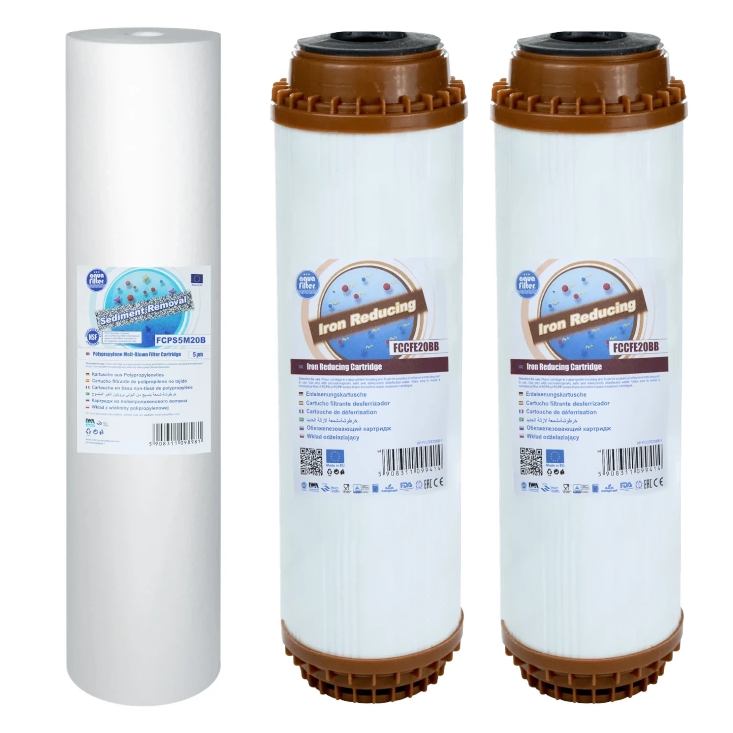 Aquafilter HHBB20B Komplet 3 redukujących wkładów do systemu filtrowania wody