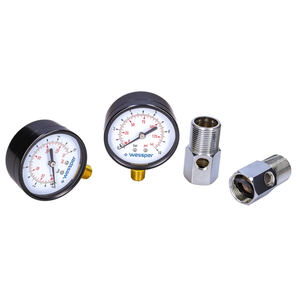 Wessper 2x Manometr i 2x adapter do filtrów wody 3/4"