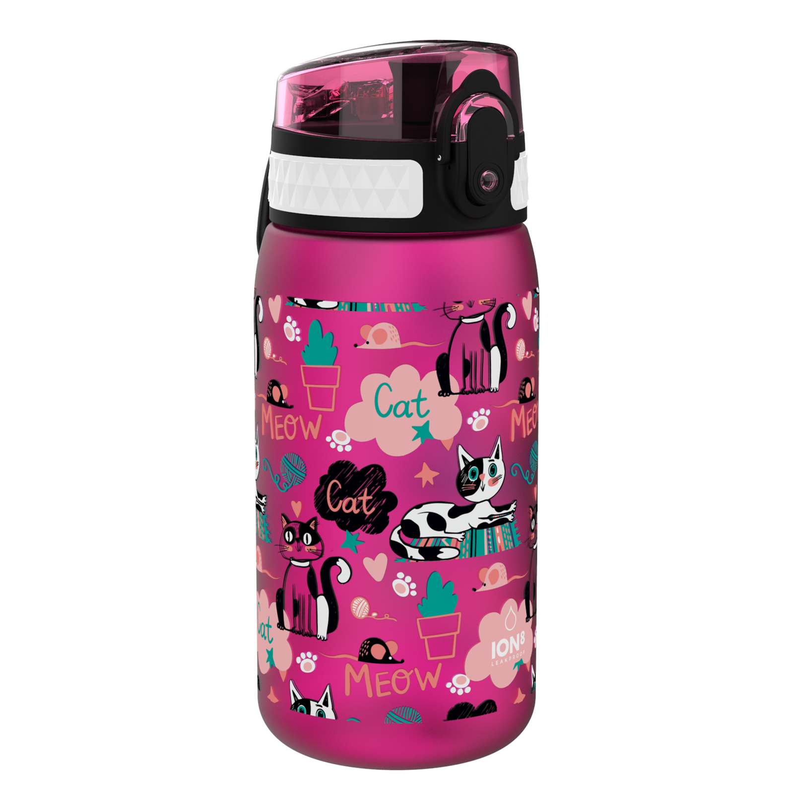 ION8 Różowa butelka na wodę w koty 350 ml