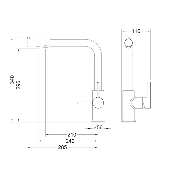 Blue Water Royal Chrom Trójdrożna bateria kuchenna