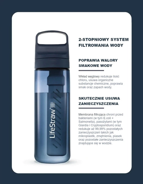 LifeStraw Go 2.0 Czerwona butelka filtrująca 0,65L z dodatkowymi wkładami