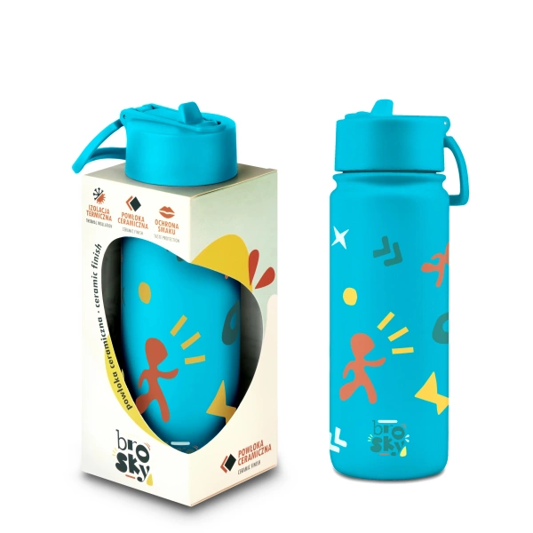 Brosky Pattern Stalowa butelka na wodę w kolorze morskim 550ml