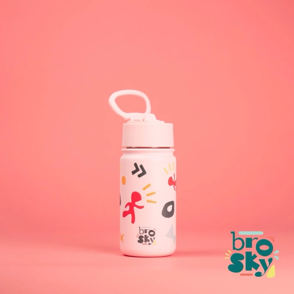 Brosky Pattern Stalowa butelka na wodę w kolorze różowym 450ml