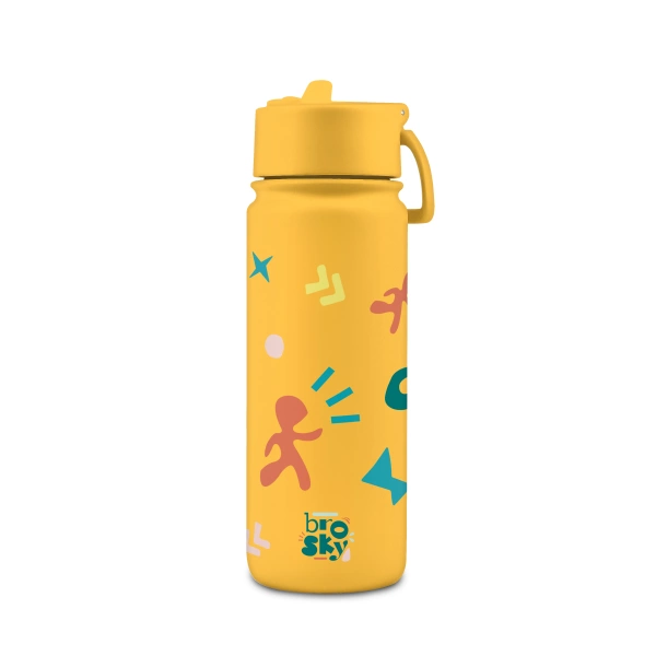 Brosky Pattern Stalowa butelka na wodę w kolorze żółtym 550ml