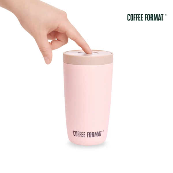 Coffee Format Różowy kubek termiczny z motywem abstrakcyjnym 350 ml