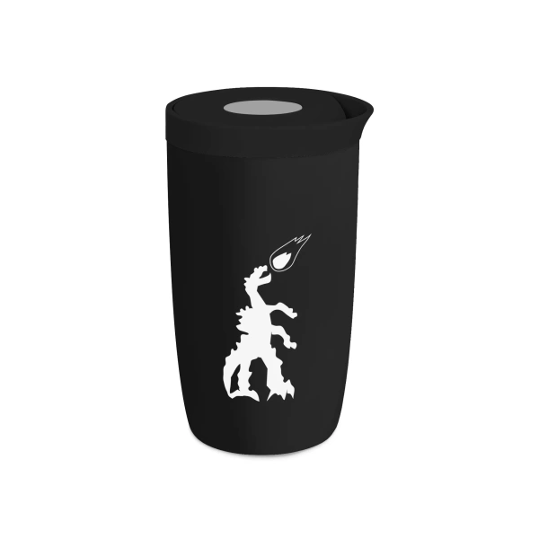 Coffee Format Czarny kubek termiczny z motywem smoka 350 ml