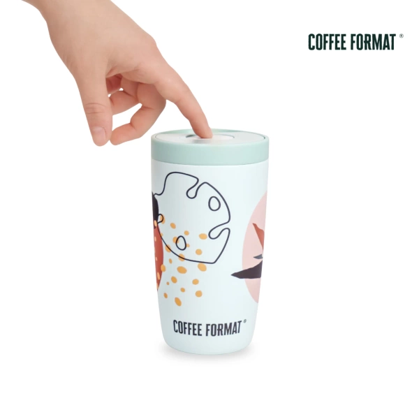 Coffee Format Miętowy kubek termiczny z motywem roślin 350 ml