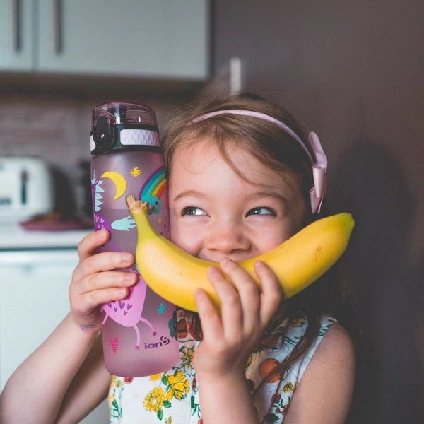 ION8 Niebieska butelka na wodę w pszczoły i kwiaty 350 ml