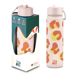 Brosky Wild Różowa butelka na wodę z nadrukiem w motyw zwierzęcy 680 ml