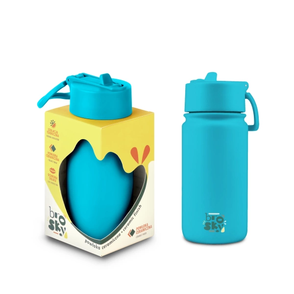 Brosky Basic Stalowa butelka na wodę w kolorze morskim 450ml 