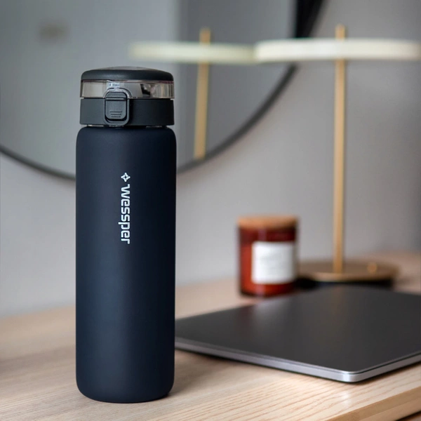 Wessper ActiveMax Clarti Glass Szara szklana butelka filtrująca 0,68l