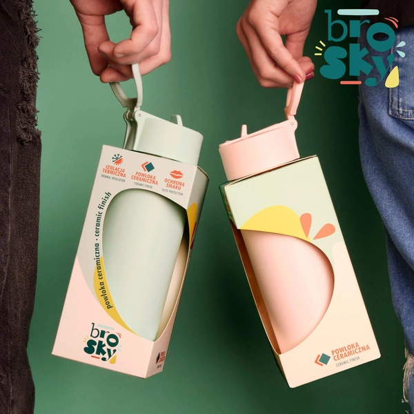 Brosky Basic Stalowa butelka na wodę w kolorze różowym 450ml