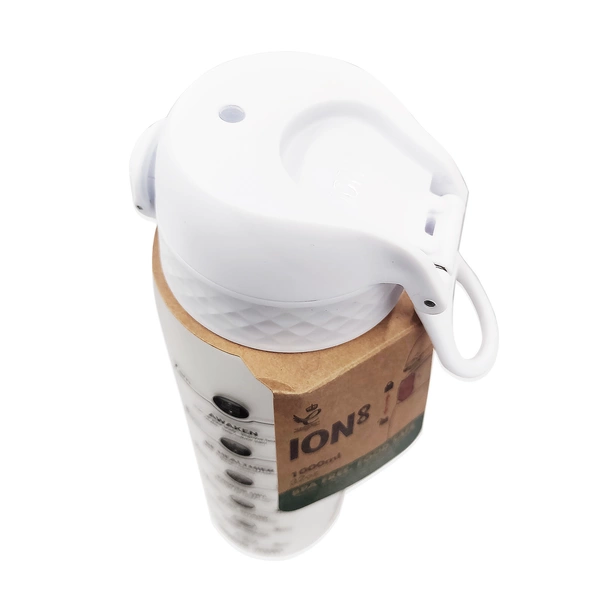 ION8 Przezroczysta butelka na wodę z miarką motywacyjną 1000 ml