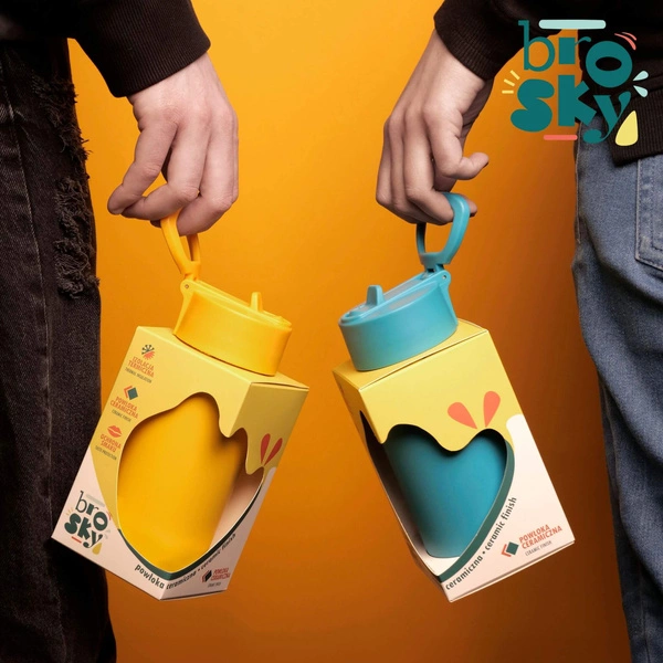 Brosky Basic Stalowa butelka na wodę w kolorze żółtym 450ml