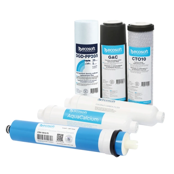 Ecosoft Pure Aquacalcium Zestaw 6 filtrów do systemów odwróconej osmozy