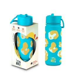 Brosky Wild Niebieska butelka na wodę z nadrukiem w motyw zwierzęcy 550 ml