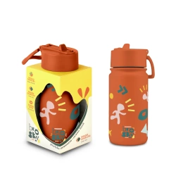 Brosky Pattern Stalowa butelka na wodę w kolorze ceglanym 450ml