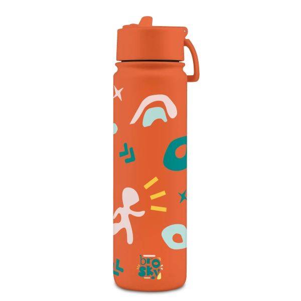 Brosky Pattern Stalowa butelka na wodę w kolorze ceglanym 680ml