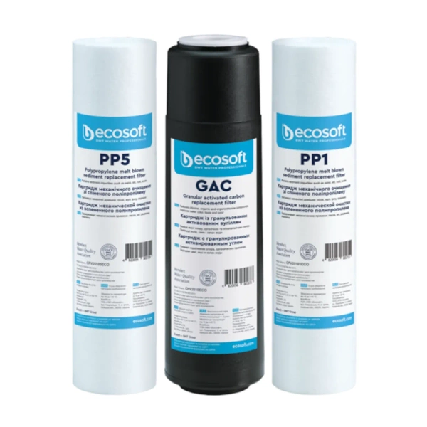 Ecosoft Zestaw 3 wkładów zamiennych do filtra osmozy