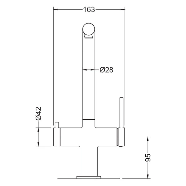 Blue Water Delta Chrom Trójdrożna bateria kuchenna z wyciąganą wylewką