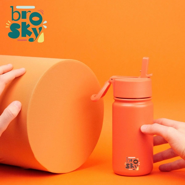 Brosky Basic Stalowa butelka na wodę w kolorze ceglastym 450ml