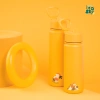 Brosky Abstract Żółta stalowa butelka termiczna ze słomką 550 ml