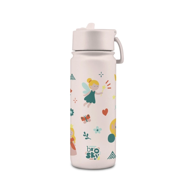 Brosky Kids Różowa butelka na wodę dla dzieci we wróżki i księżniczki 550ml