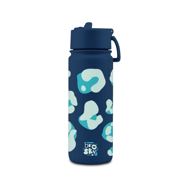 Brosky Wild Granatowa butelka na wodę z nadrukiem w motyw zwierzęcy 550 ml