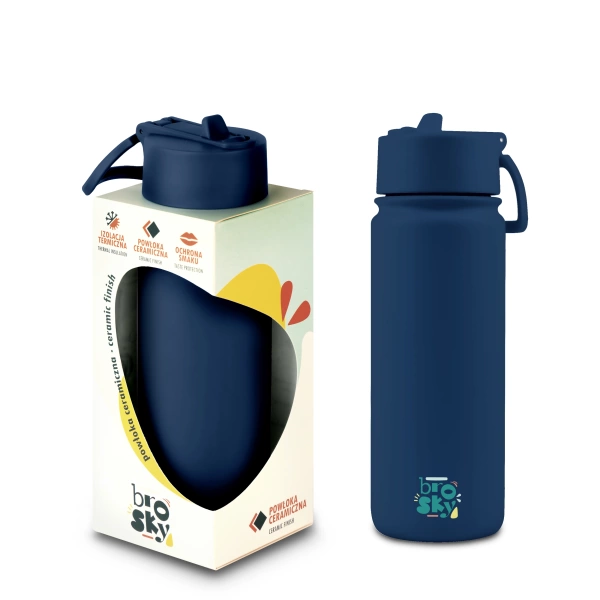 Brosky Basic Stalowa butelka na wodę w kolorze ciemnoniebieskim 550ml