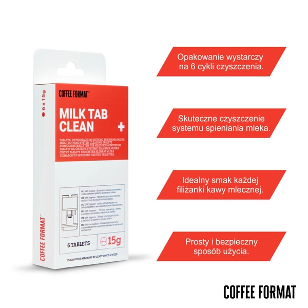 Coffee Format Milk Tab Clean+ 6x15g Tabletki do czyszczenia systemu mlecznego