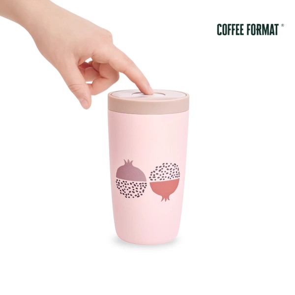 Coffee Format Różowy kubek termiczny z nadrukiem 350 ml