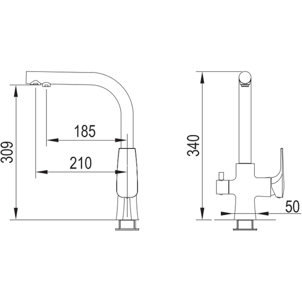 Blue Water Tivoli Grafit Trójdrożna bateria kuchenna
