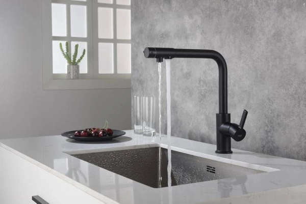 Blue Water Royal Czarny Mat Trójdrożna bateria kuchenna