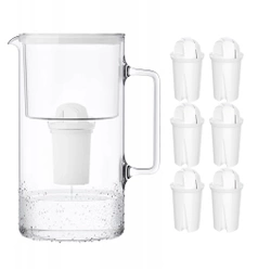 Wessper AquaClassic Crystalline 3L Biały szklany dzbanek filtrujący z 6 wkładami