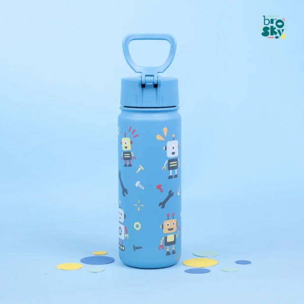 Brosky Kids Morska butelka na wodę dla dzieci w roboty 550 ml