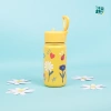 Brosky Kids Żółta butelka na wodę dla dzieci w kwiaty i owady 450 ml