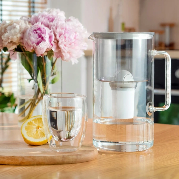 Wessper AquaClassic Crystalline 3L Szary szklany dzbanek filtrujący z 6 wkładami