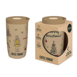 Coffee Format Brązowy kubek termiczny z motywem świątecznym 350 ml