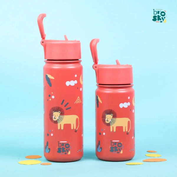 Brosky Kids Ceglasta butelka na wodę dla dzieci w motyw safari 550 ml