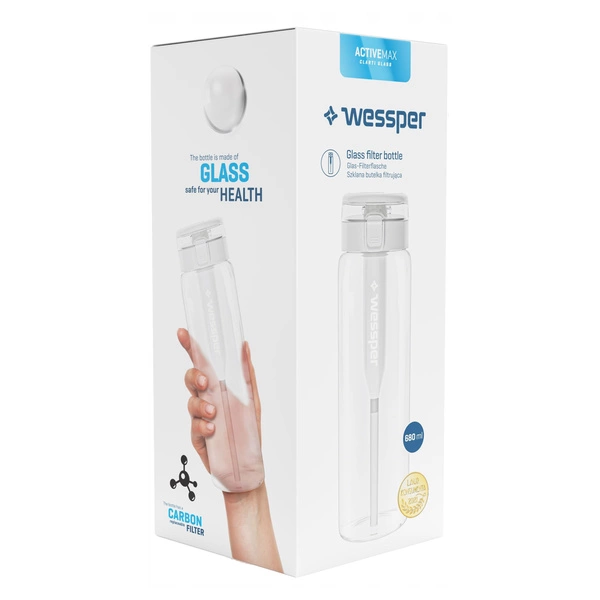 Wessper ActiveMax Clarti Glass Szklana butelka filtrująca 0,68l